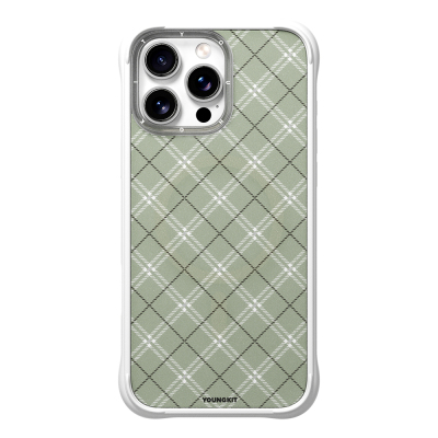 Apple iPhone 16 Pro Max Kılıf M-safe Şarj Özellikli Youngkit Argyle Serisi Kapak Açık Yeşil