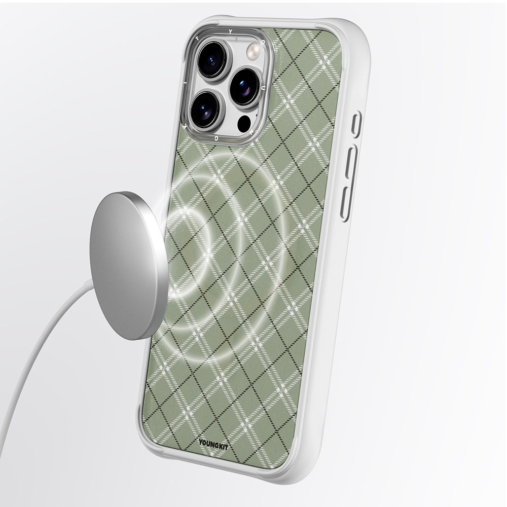 Apple iPhone 16 Pro Max Kılıf M-safe Şarj Özellikli Youngkit Argyle Serisi Kapak - 14