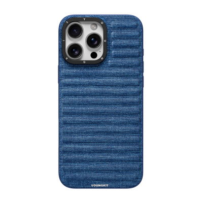 Apple iPhone 16 Pro Max Kılıf M-safe Şarj Özellikli Youngkit Canvas Serisi Kapak Mavi