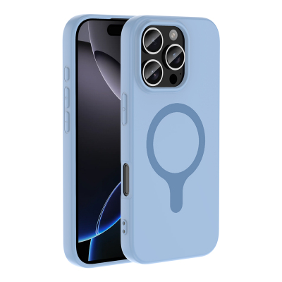 Apple iPhone 16 Pro Max Kılıf M-Safe Şarj Özellikli Zore Aris Silikon Kapak Baby Blue