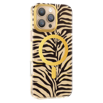 Apple iPhone 16 Pro Max Kılıf M-Safe Şarj Özellikli Zore Paris Veyro TPU Kapak Gold