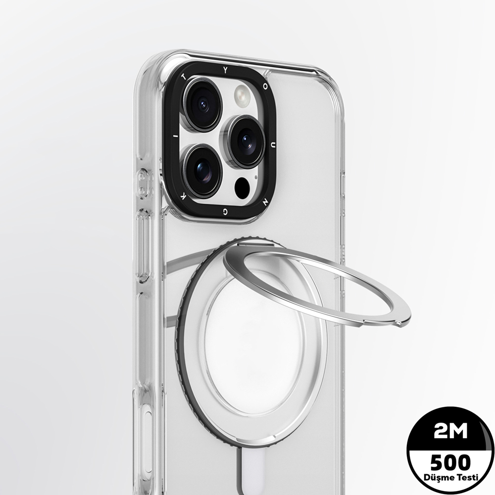 Apple iPhone 16 Pro Max Kılıf Magsafe Şarj Özellikli Parmak Ring Standlı Youngkit Pivot Serisi Kapak - 5