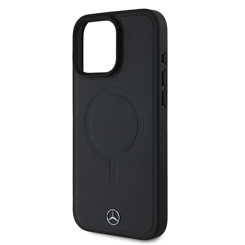 Apple iPhone 16 Pro Max Kılıf Mercedes Benz Orjinal Lisanslı M-safe Şarj Özellikli Metal Yıldız Logolu Sade Pürüzsüz Deri Kapak - 7