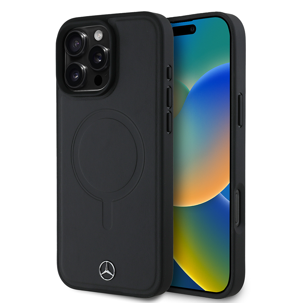 Apple iPhone 16 Pro Max Kılıf Mercedes Benz Orjinal Lisanslı M-safe Şarj Özellikli Metal Yıldız Logolu Sade Pürüzsüz Deri Kapak - 2