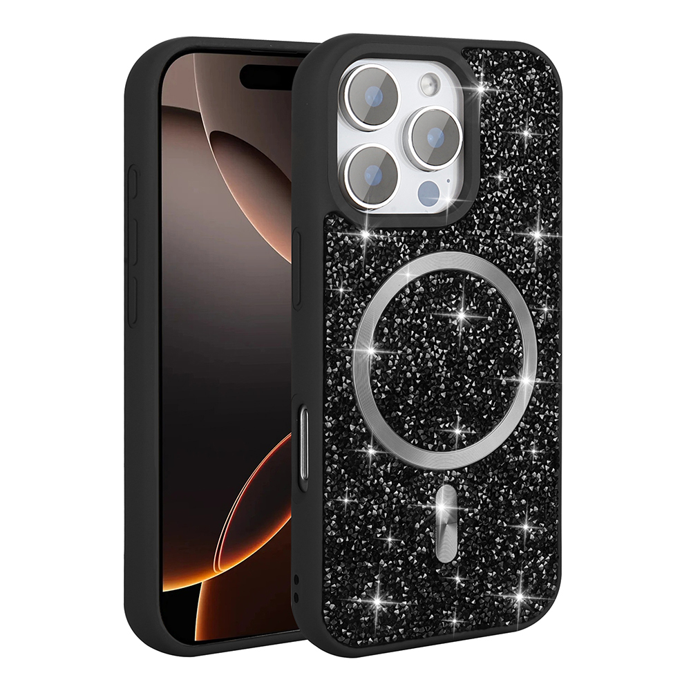 Apple iPhone 16 Pro Max Kılıf Pırlanta Tasarımlı M-safe Şarj Özellikli Zore Mozaik Silikon Kapak - 7