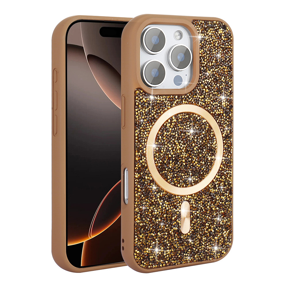 Apple iPhone 16 Pro Max Kılıf Pırlanta Tasarımlı M-safe Şarj Özellikli Zore Mozaik Silikon Kapak - 5