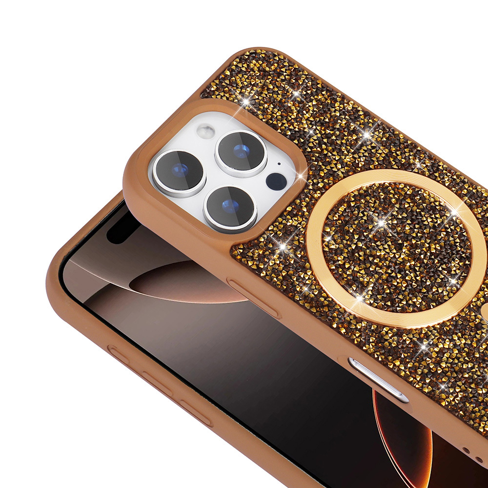 Apple iPhone 16 Pro Max Kılıf Pırlanta Tasarımlı M-safe Şarj Özellikli Zore Mozaik Silikon Kapak - 9