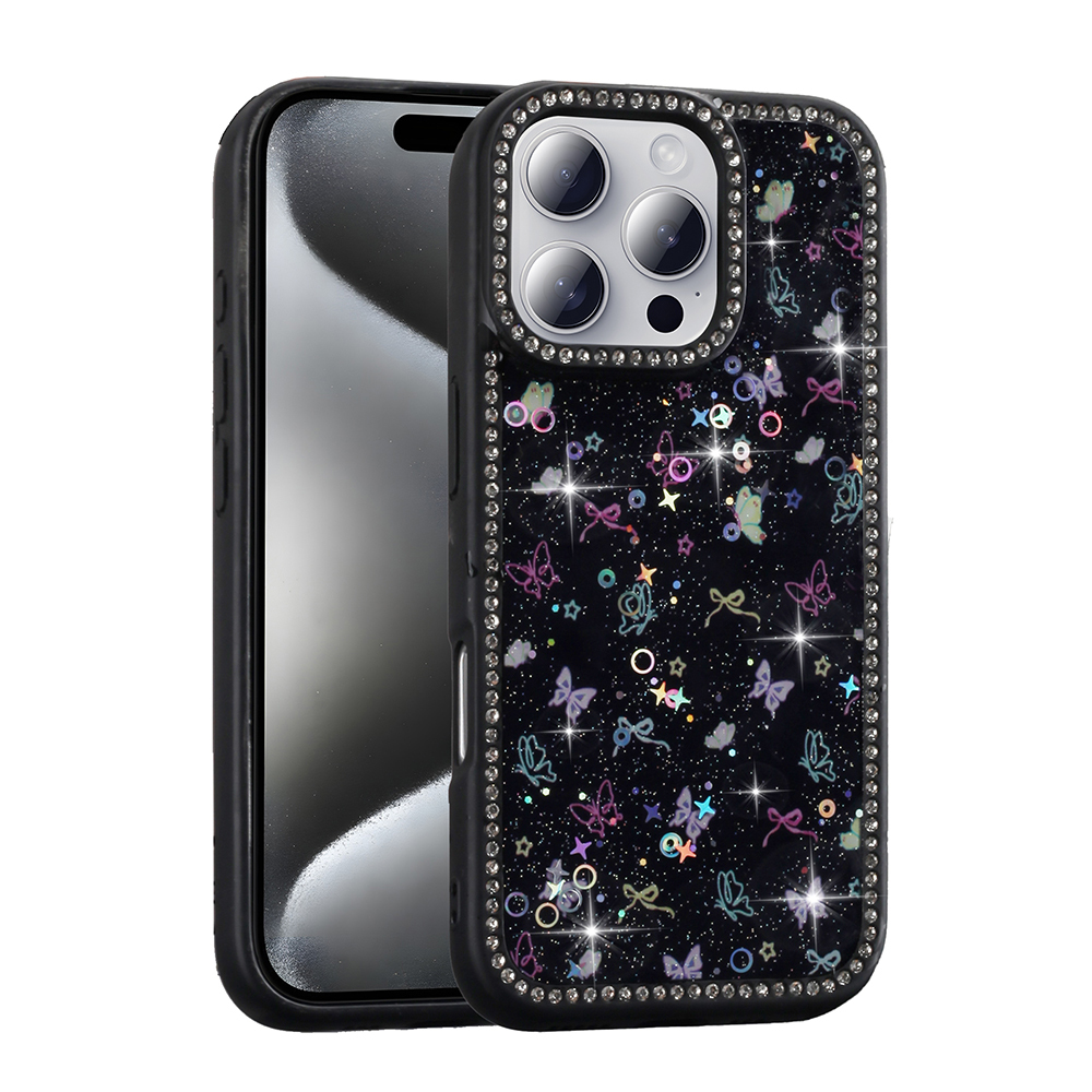 Apple iPhone 16 Pro Max Kılıf Taşlı ve Simli Tasarım Zore Azra Kapak - 2