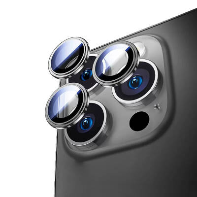 Apple iPhone 16 Pro​​ Max Wiwu Lens Guard Metal Kamera Lens Koruyucu Siyah