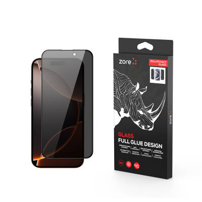 Apple iPhone 16 Pro Max Zore Rika Premium Privacy Tempered Glass Screen Protector Black