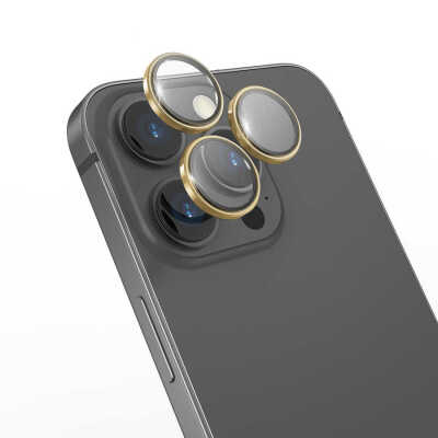 Apple iPhone 16 Pro​​ Wiwu Lens Guard Metal Kamera Lens Koruyucu Gold