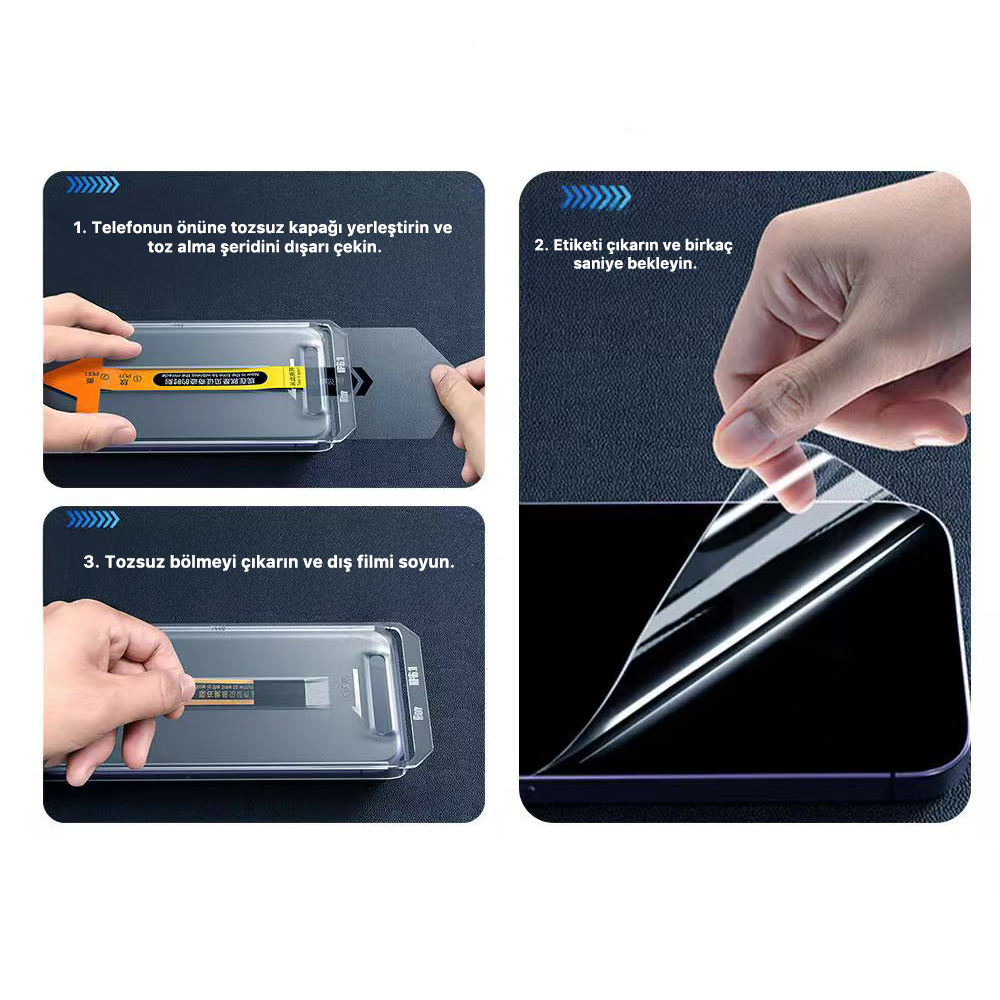 Apple iPhone 16 Pro Zore 3D Mobi HD Temperli Cam Ekran Koruyucu + Kolay Uygulama Aparatı - 8