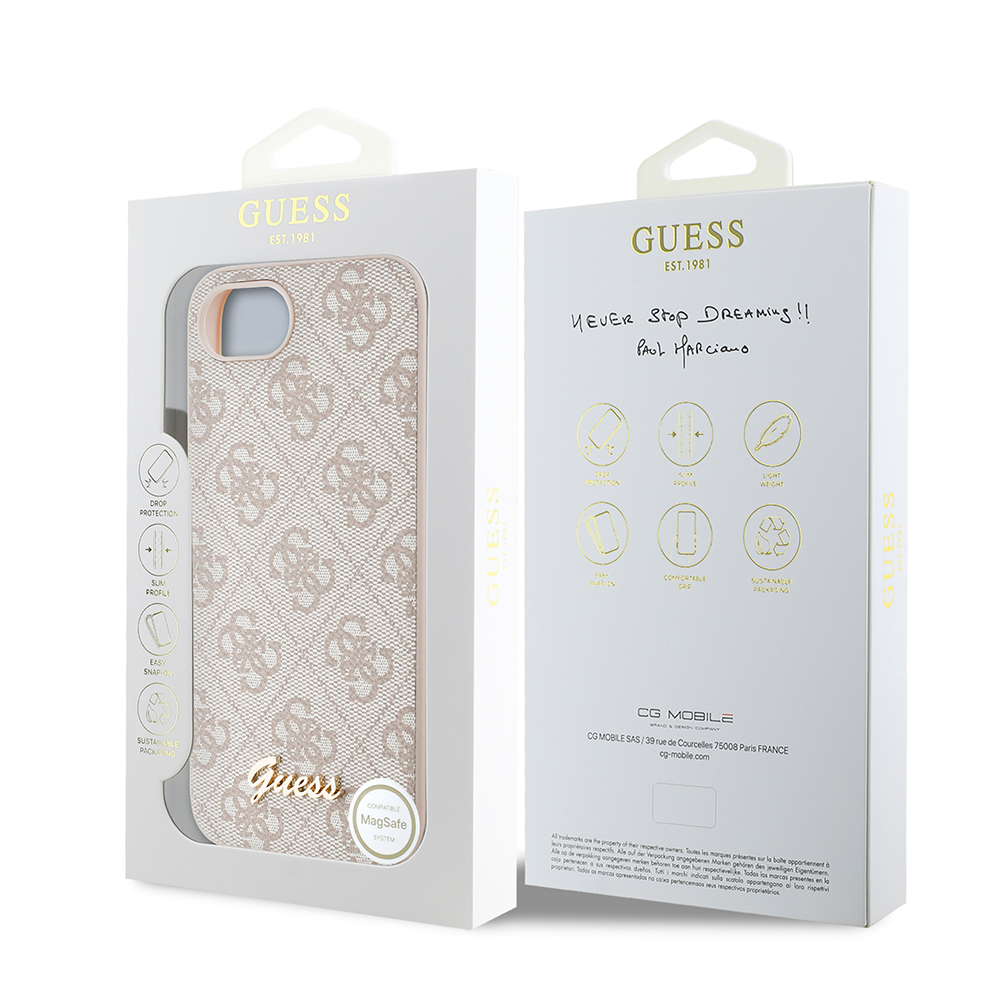 Apple iPhone 16E Case Guess Original Licensed 4G Patterned Script Metal Logo Cover - 17