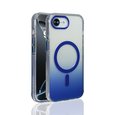 Apple iPhone 16E Case M-safe Charging Feature Transparent Color Transition Zore Toros Cover Blue