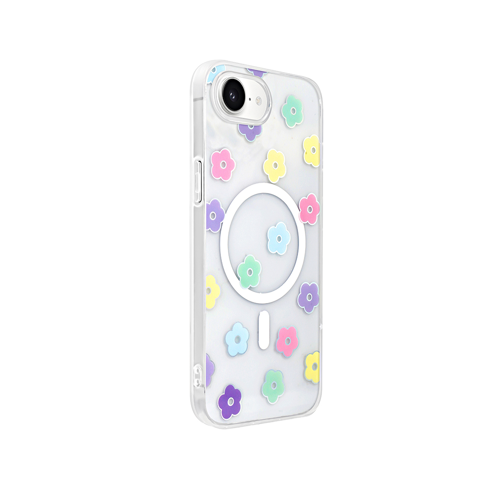 Apple iPhone 16E Case M-Safe Charging Transparent Zore Folk Hard Cover - 7