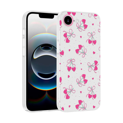 Apple iPhone 16E Case with Camera Protector, Patterned Zore Clip Cover Kalpli Kiraz