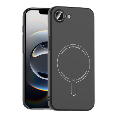 Apple iPhone 16E Case with M-Safe Charging and Camera Protection - Zore Elio Hard PC Cover Black