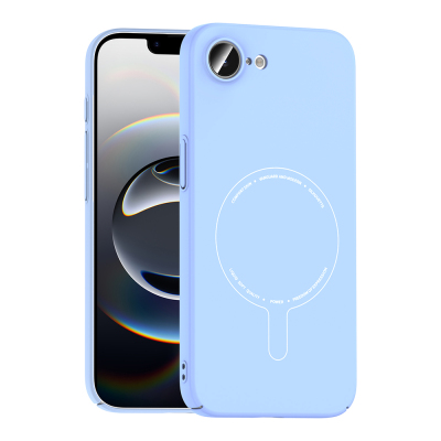 Apple iPhone 16E Case with M-Safe Charging and Camera Protection - Zore Elio Hard PC Cover Açık Mavi