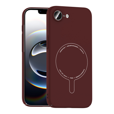 Apple iPhone 16E Case with M-Safe Charging and Camera Protection - Zore Elio Hard PC Cover Bordo