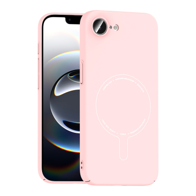 Apple iPhone 16E Case with M-Safe Charging and Camera Protection - Zore Elio Hard PC Cover Açık Pembe