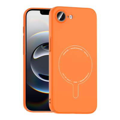 Apple iPhone 16E Case with M-Safe Charging and Camera Protection - Zore Elio Hard PC Cover Orange