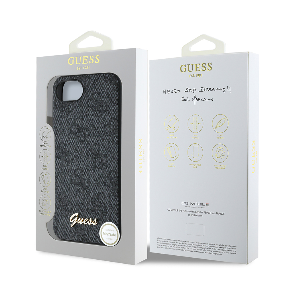 Apple iPhone 16E Kılıf Guess Orjinal Lisanslı 4G Desenli Script Metal Logolu Kapak - 10