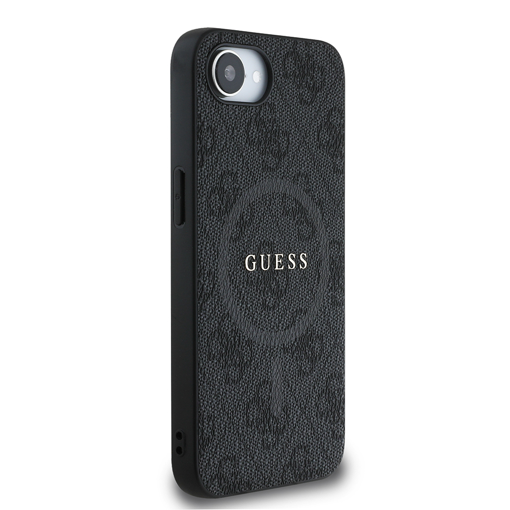 Apple iPhone 16E Kılıf Guess Orjinal Lisanslı M-safe Şarj Özellikli PU Halkalı 4G Desenli Yazı Logolu Kapak - 6