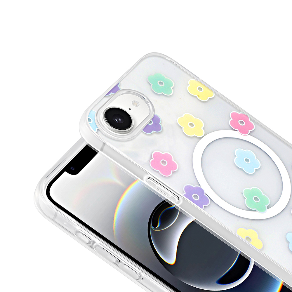 Apple iPhone 16E Kılıf M-Safe Şarj Özellikli Şeffaf Zore Folk Sert Kapak - 12