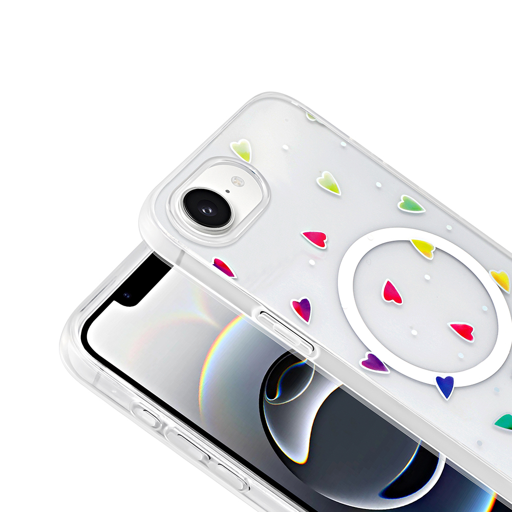 Apple iPhone 16E Kılıf M-Safe Şarj Özellikli Şeffaf Zore Folk Sert Kapak - 15
