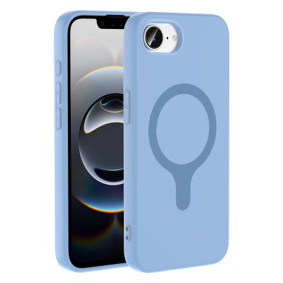 Apple iPhone 16E Kılıf M-Safe Şarj Özellikli Zore Aris Silikon Kapak Baby Blue