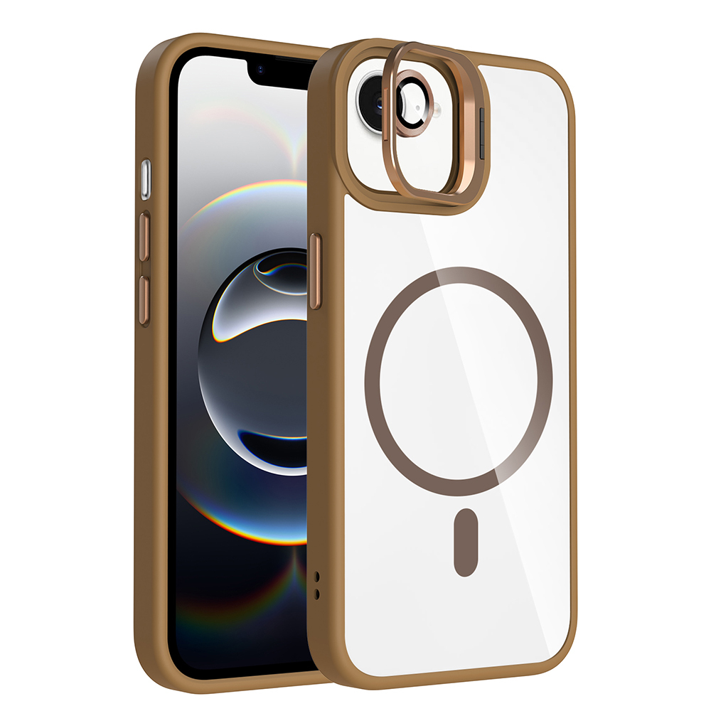 Apple iPhone 16E Kılıf Standlı ve Kamera Lens Hediyeli M-Safe Şarj Özellikli Zore Etro Kapak - 5