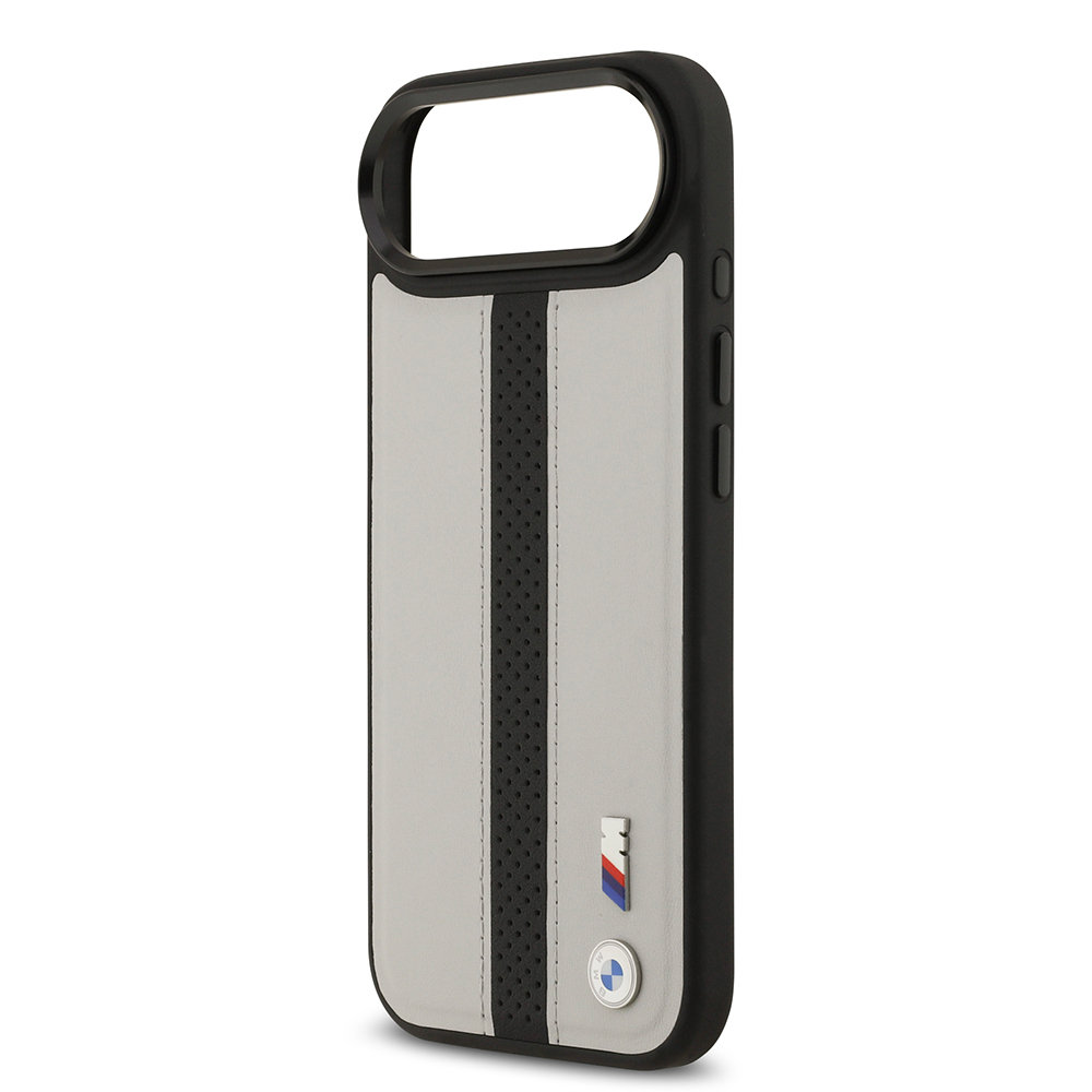Apple iPhone 17 Air Case BMW Original Licensed M-safe Charging Feature Leather Back Surface Metal Logo Perforated Strip Design Cover - 15