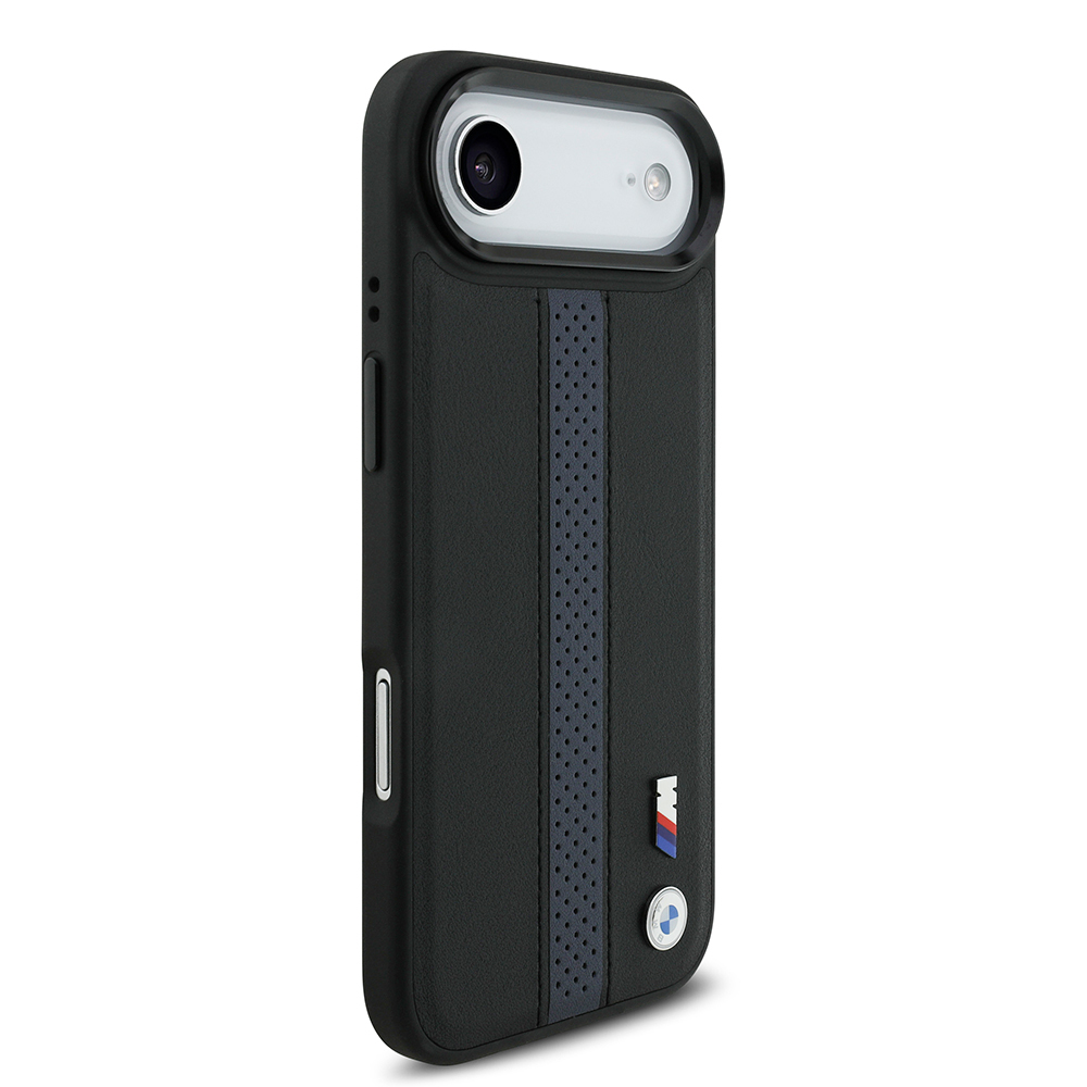 Apple iPhone 17 Air Case BMW Original Licensed M-safe Charging Feature Leather Back Surface Metal Logo Perforated Strip Design Cover - 19