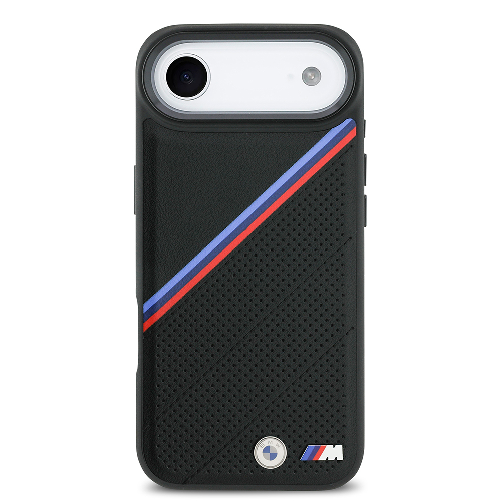 Apple iPhone 17 Air Case BMW Original Licensed M-Safe Charging Feature M Logo Three Stripe Perforated Leather Cover - 5