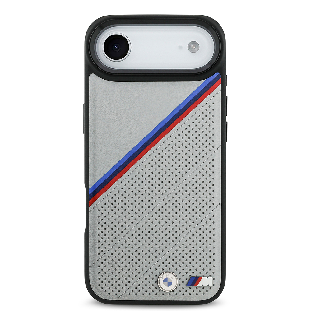 Apple iPhone 17 Air Case BMW Original Licensed M-Safe Charging Feature M Logo Three Stripe Perforated Leather Cover - 11