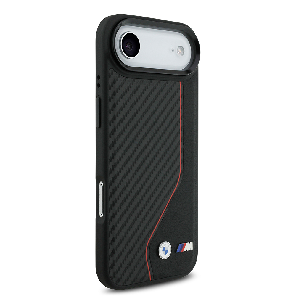 Apple iPhone 17 Air Case BMW Original Licensed M-Safe Charging Feature Metal BMW and M Logo PU Carbon Design Cover - 4