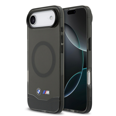 Apple iPhone 17 Air Case BMW Original Licensed M-Safe Charging Feature Metal Button Design Transparent M Design Cover Black