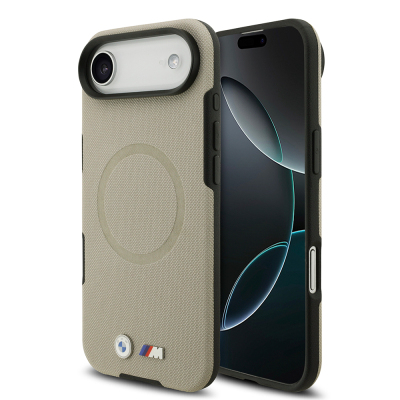 Apple iPhone 17 Air Case BMW Original Licensed M-Safe Charging Feature Metal Logo Perforated M Design Leather Cover Grey