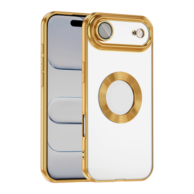 Apple iPhone 17 Air Case Camera Protection Logo Showing Zore Omega Cover Gold