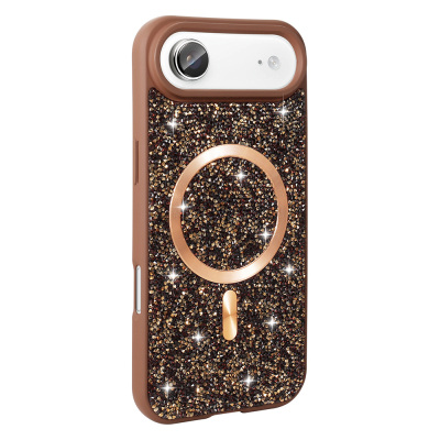 Apple iPhone 17 Air Case Diamond Design Zore Mosaic Silicone Cover M-safe Charging Feature Desert Titanyum
