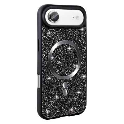 Apple iPhone 17 Air Case Diamond Design Zore Mosaic Silicone Cover M-safe Charging Feature Black