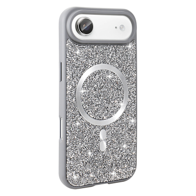 Apple iPhone 17 Air Case Diamond Design Zore Mosaic Silicone Cover M-safe Charging Feature Titanyum-Gri