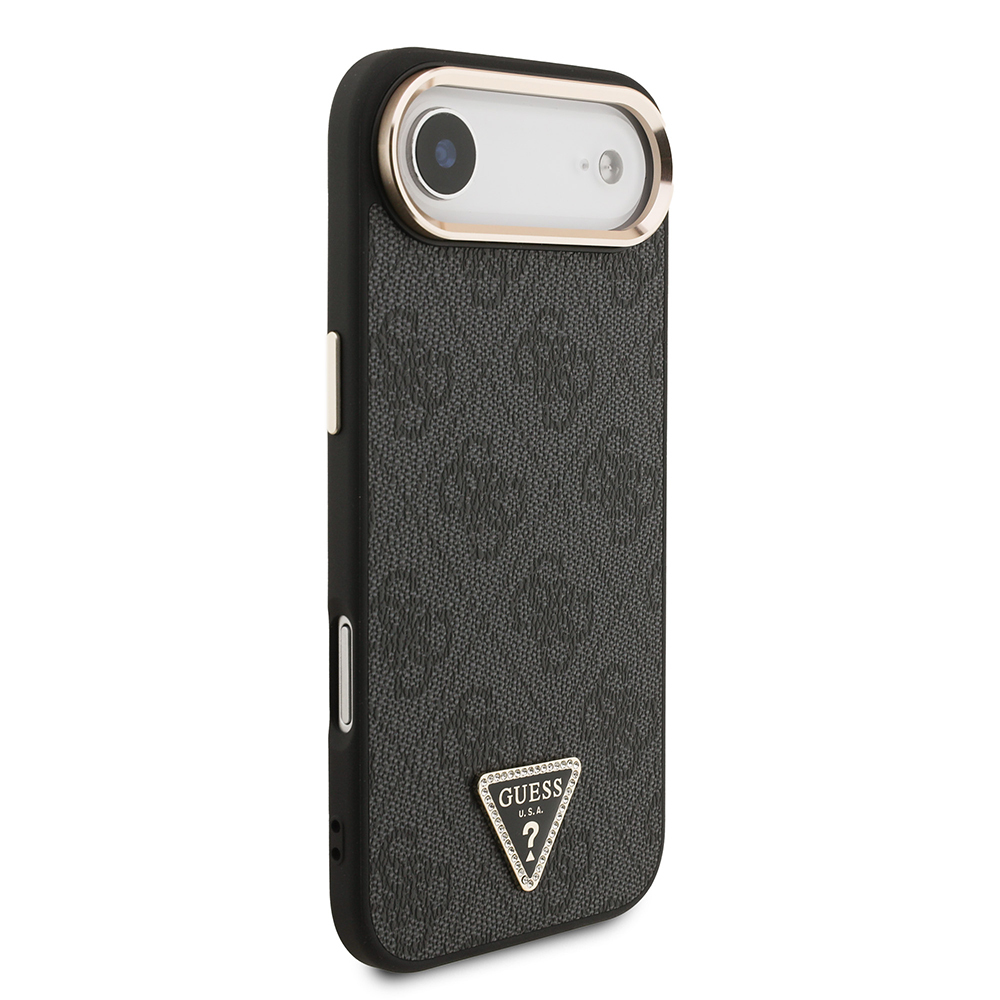 Apple iPhone 17 Air Case Guess Original Licensed Gold Metal Camera Frame Stone Triangle Logo 4G Patterned Cover - 6