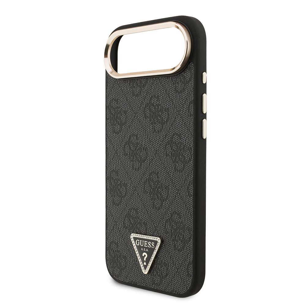 Apple iPhone 17 Air Case Guess Original Licensed Gold Metal Camera Frame Stone Triangle Logo 4G Patterned Cover - 8