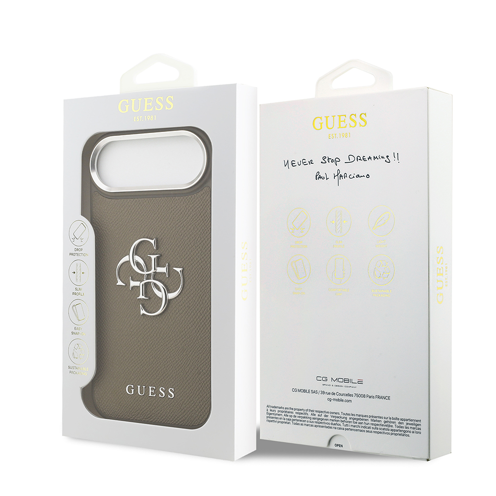 Apple iPhone 17 Air Case Guess Original Licensed Grained 4G Metal Large Logo Cover - 9