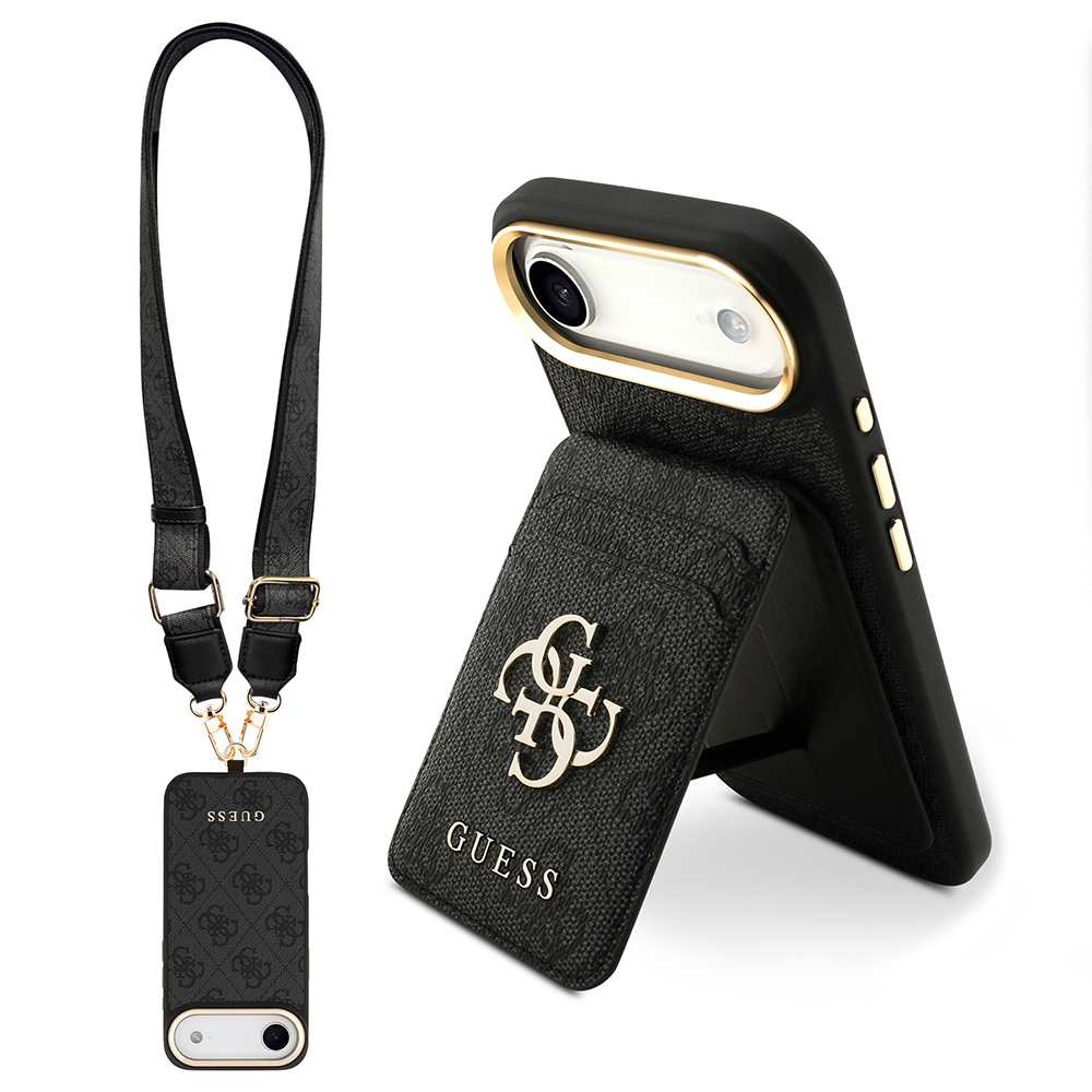 Apple iPhone 17 Air Case Guess Original Licensed M-safe Charging Case with Strap and 4G Logo Card Holder - 3