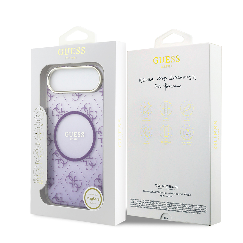 Apple iPhone 17 Air Case Guess Original Licensed M-safe Charging Feature 4G Patterned Glitter Silicone Cover - 23