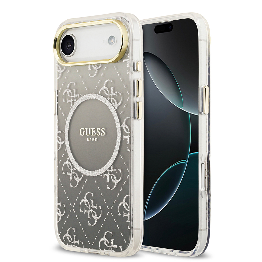 Apple iPhone 17 Air Case Guess Original Licensed M-safe Charging Feature 4G Patterned Glitter Silicone Cover - 3