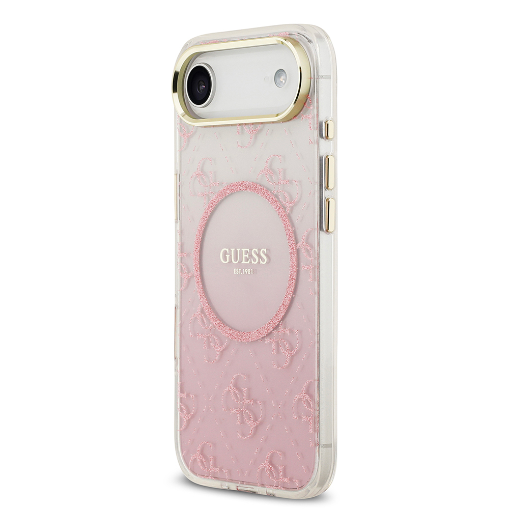 Apple iPhone 17 Air Case Guess Original Licensed M-safe Charging Feature 4G Patterned Glitter Silicone Cover - 17