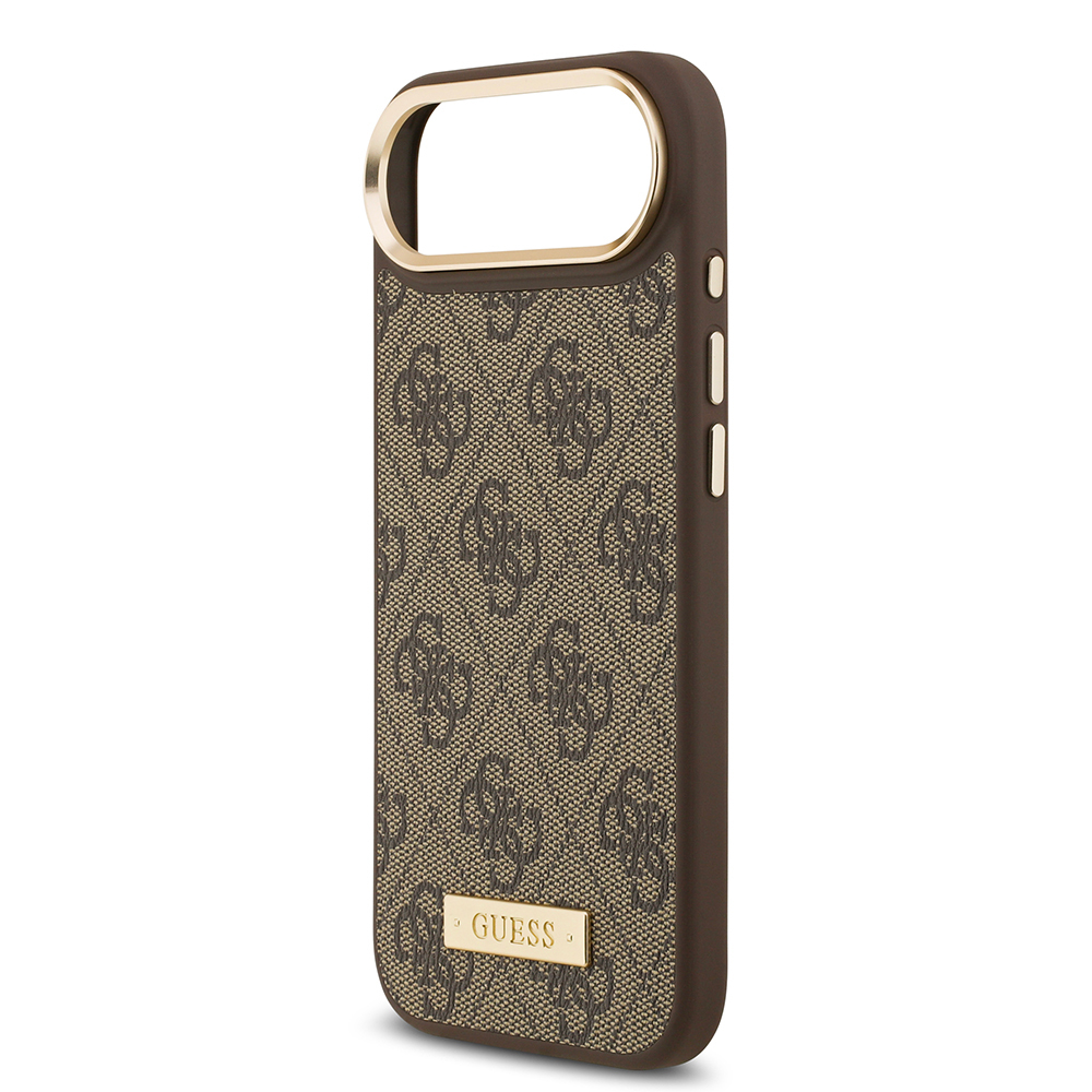 Apple iPhone 17 Air Case Guess Original Licensed M-safe Charging Feature 4G Patterned PU Metal Plate Classic Logo Cover - 9